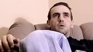 Amatuer dude Billy enjoys in hot solo play on a sofa