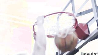 Busty Eva Maxim lets basketball players fuck her ass