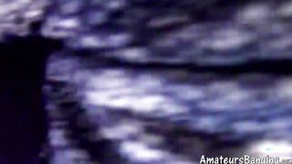 Horny amateur serves two rock hard cocks with hot deepthroat