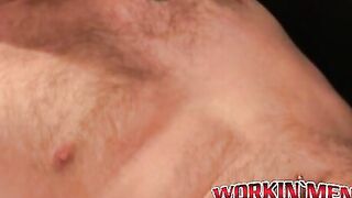 Inked bald guy shows off cock stroking skills and cumshot