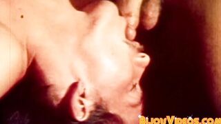 Vintage gay studs bareback drilling ends with hot cum facial