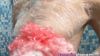 Soapy shower action with barely legal flat chest teen babe