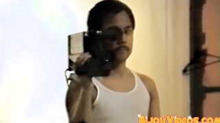 Vintage policeman catches group of guys orgy banging