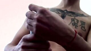 Hot amateur masturbating his rock hard cock with fleshlight
