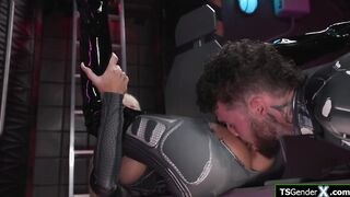 Big tits tgirl space captain needs anal