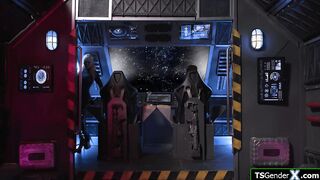Big tits tgirl space captain needs anal