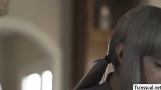 Smart Tgirl Itzel Saenz analed in the kitchen