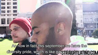 Inked Latino pounding straight black stud bareback