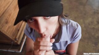 Hot waitress not wearing any panties on work