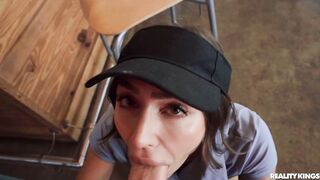 Hot waitress not wearing any panties on work