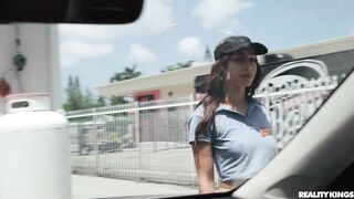 Hot waitress not wearing any panties on work