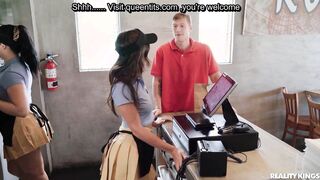 Hot waitress not wearing any panties on work