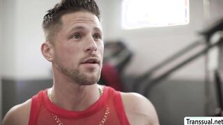 Horny Tbabe suck and ride gym instructors cock