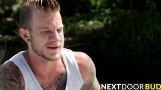 Big cock stallion Kaydin hammering hard at Jaxons ass