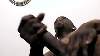 Iceberg jacks off his massive black dick like a champ