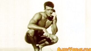 Classic muscle gay studs wanking their hairy cocks hardcore