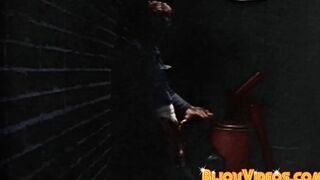 Blonde stud in leather jacked eats ass after sucking dick