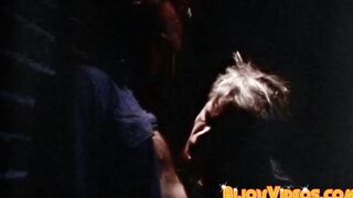 Blonde stud in leather jacked eats ass after sucking dick