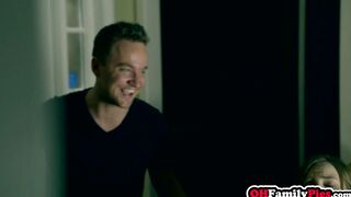 Kinky stepbro sneaks up behind hot teen
