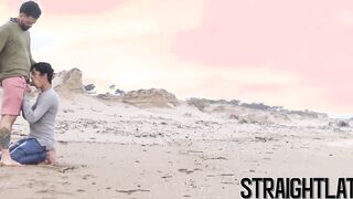 Hot young Latino barebacked after making out at the beach