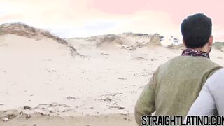 Hot young Latino barebacked after making out at the beach