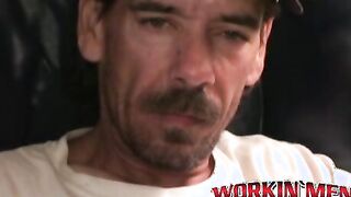 Older dude takes out his thick throbbing cock for a jerkoff