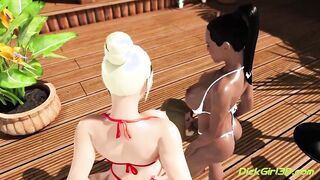 Lucky Girl Gets FUTA Shemale DP Threesome