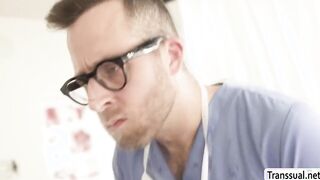 Aroused TS gets ass fucked by her doctor