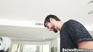 Ebony babe Annabelle Rey slurps on a big dick before sex