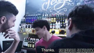 Latino bartender gets together with customer for bareback