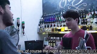 Latino bartender gets together with customer for bareback