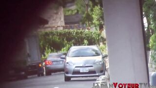 Japanese babe taped peeing in public by voyeur
