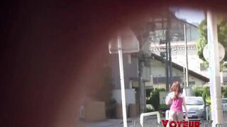 Japanese babe taped peeing in public by voyeur