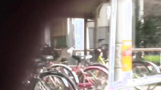 Japanese babe taped peeing in public by voyeur