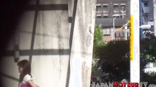 Japanese babe taped peeing in public by voyeur