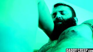 DILF seduces stepson in the shower during a hot summer day