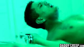 DILF seduces stepson in the shower during a hot summer day