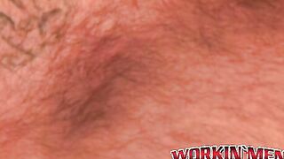 Strong amateur man masturbates after a hard day at work
