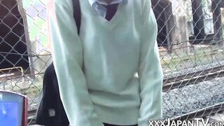 Japanese schoolgirl wears hidden vibrator in reality video