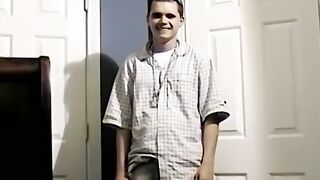 Straight guy Bruce enjoys pumping out a huge load of hot cum