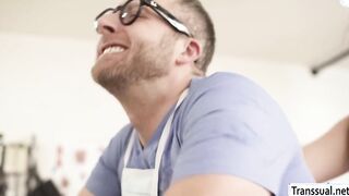 Aroused shemale Kasey Kei fucks doctors tight ass