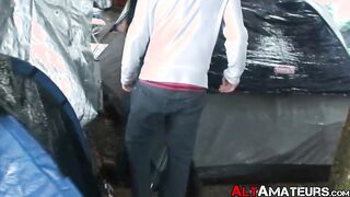 Long haired skaters butt fucking in a camping tent