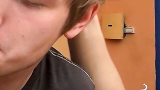 Adorable young man engages with self pleasure cumming hard
