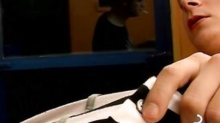 Adorable young man engages with self pleasure cumming hard