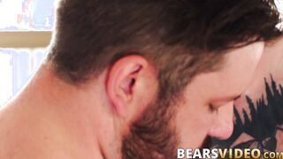 Bear daddies enjoy rimming before bareback ass slamming