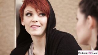 Lesbian babe masturbating teen stepsis