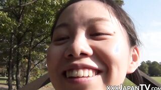 Vibrator fun out in public with gorgeous young Japanese gal