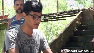 Hottest latino twink cum sprayed after bareback in nature