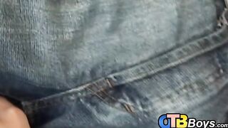 Young latino jerks off and cums in dildo masturbation solo