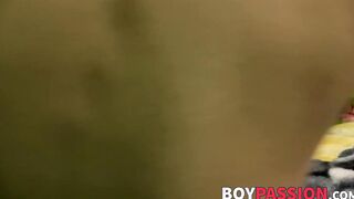 Blonde twink and his lover assdrilling their holes with toys